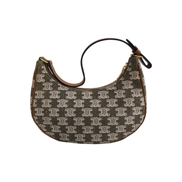 Celine Triomphe Ava Canvas Calfskin Ava Shoulder Bag Green - Picture 3 of 4